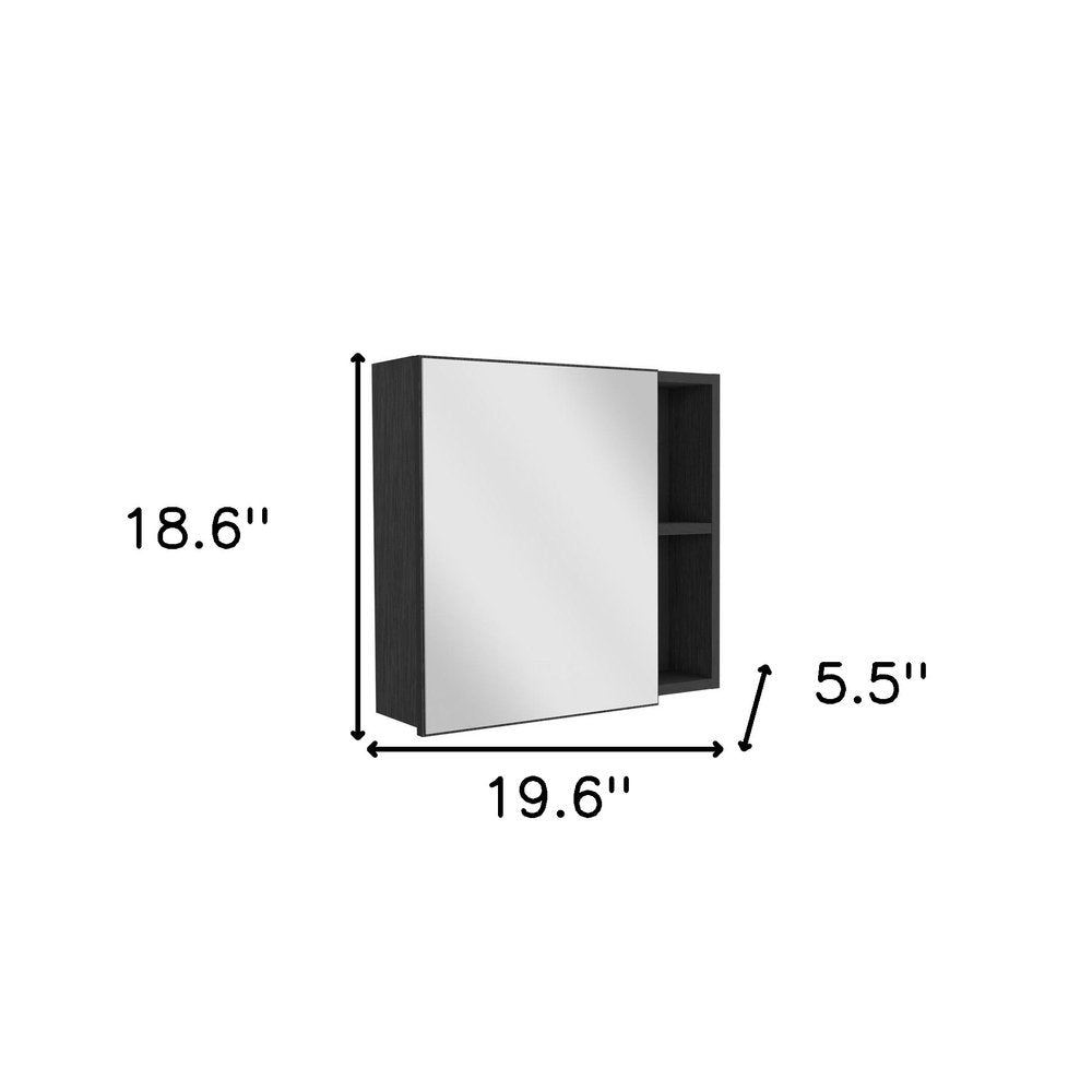 20" Black Wood Wall Mounted Single Door Medicine Cabinet
