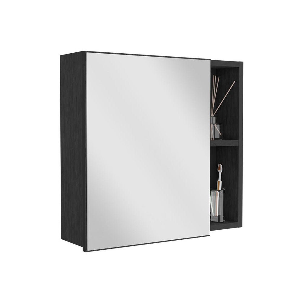 20" Black Wood Wall Mounted Single Door Medicine Cabinet