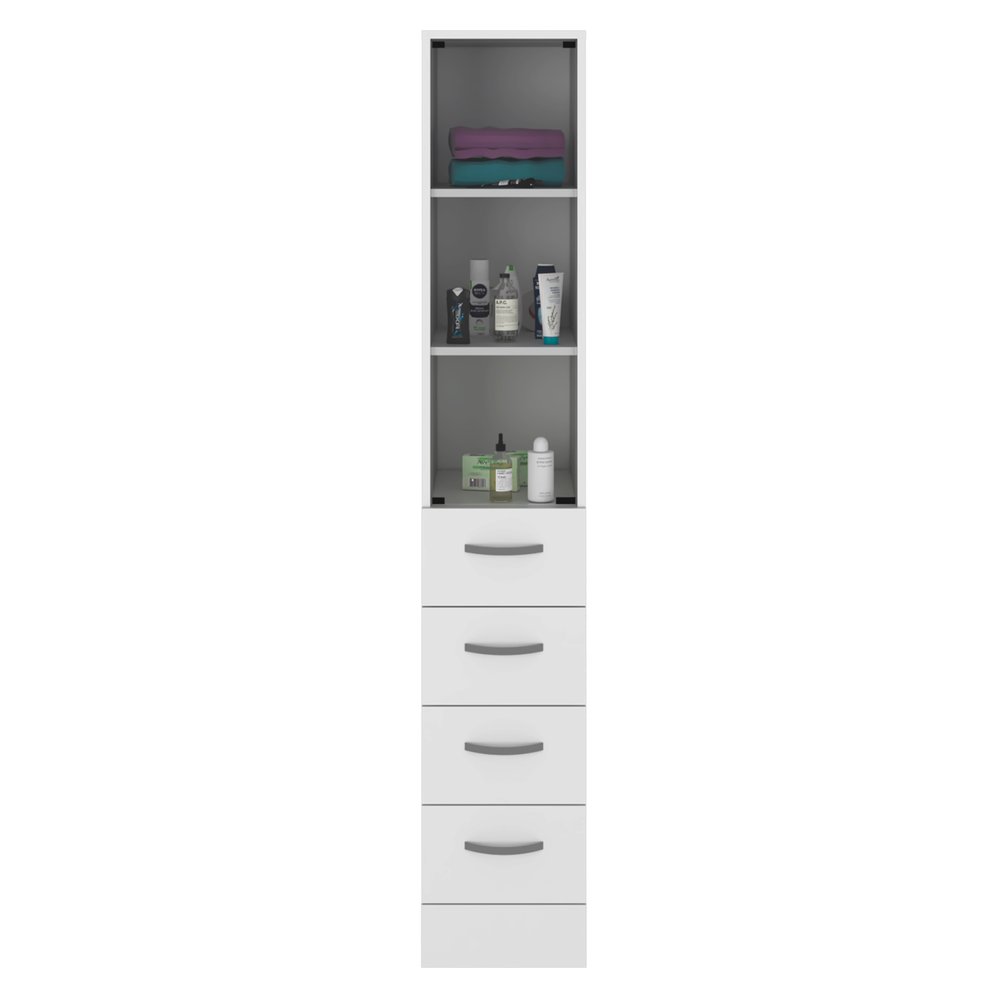 12" White Wood Linen Cabinet