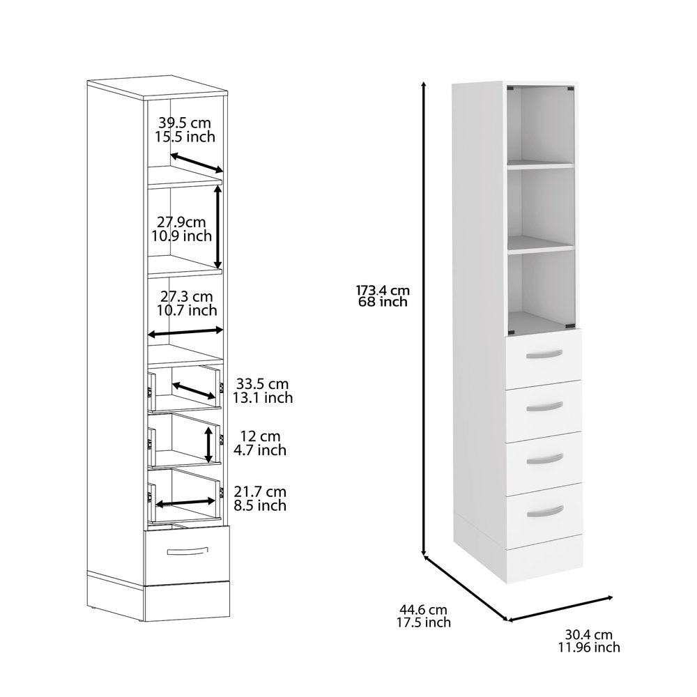 12" White Wood Linen Cabinet