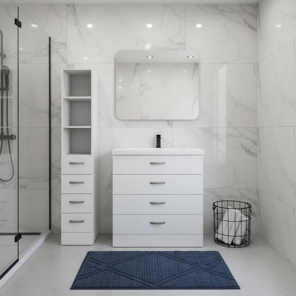 12" White Wood Linen Cabinet