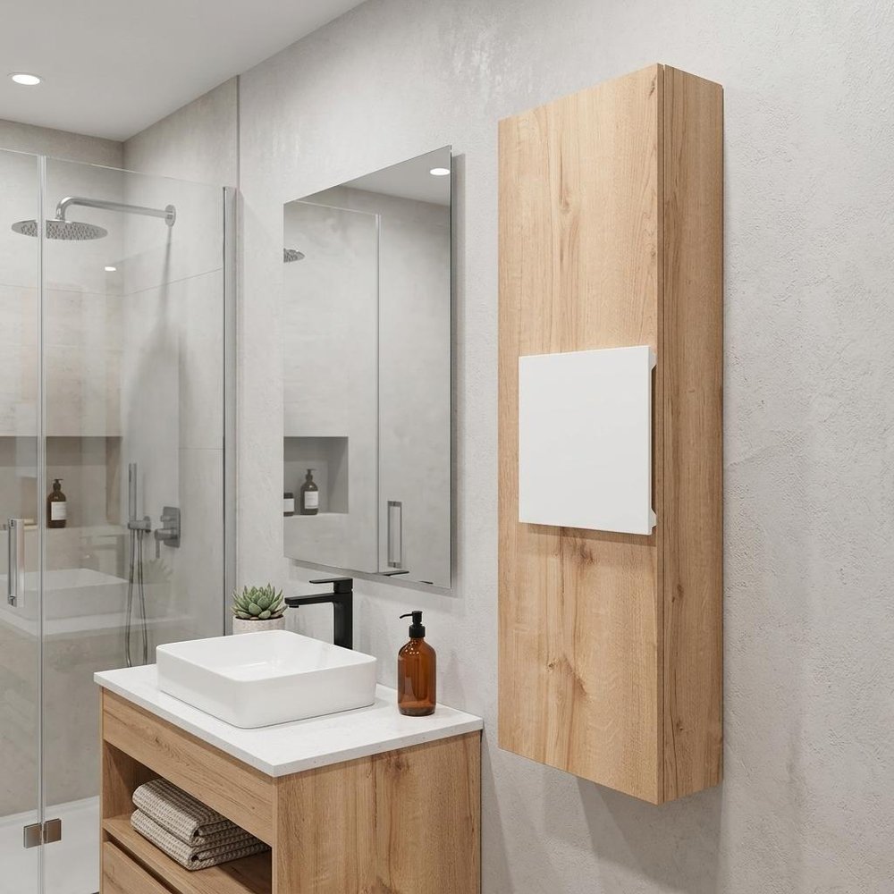13" Natural Wood Wall Mounted Single Door Medicine Cabinet