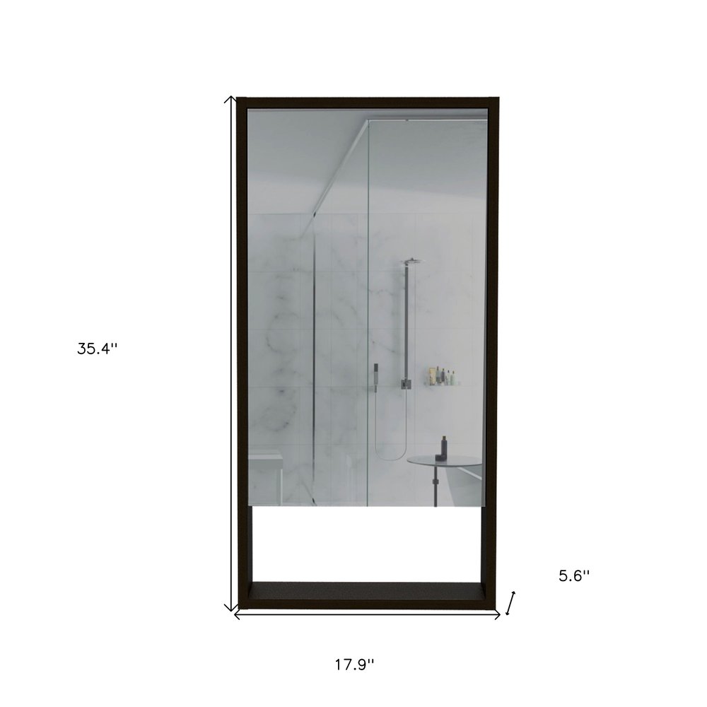 18" Black Wood Wall Mounted Single Door Medicine Cabinet