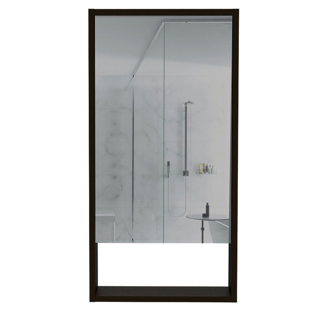 18" Black Wood Wall Mounted Single Door Medicine Cabinet