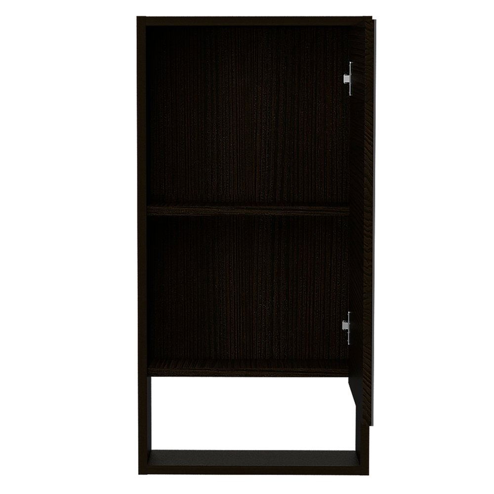 18" Black Wood Wall Mounted Single Door Medicine Cabinet