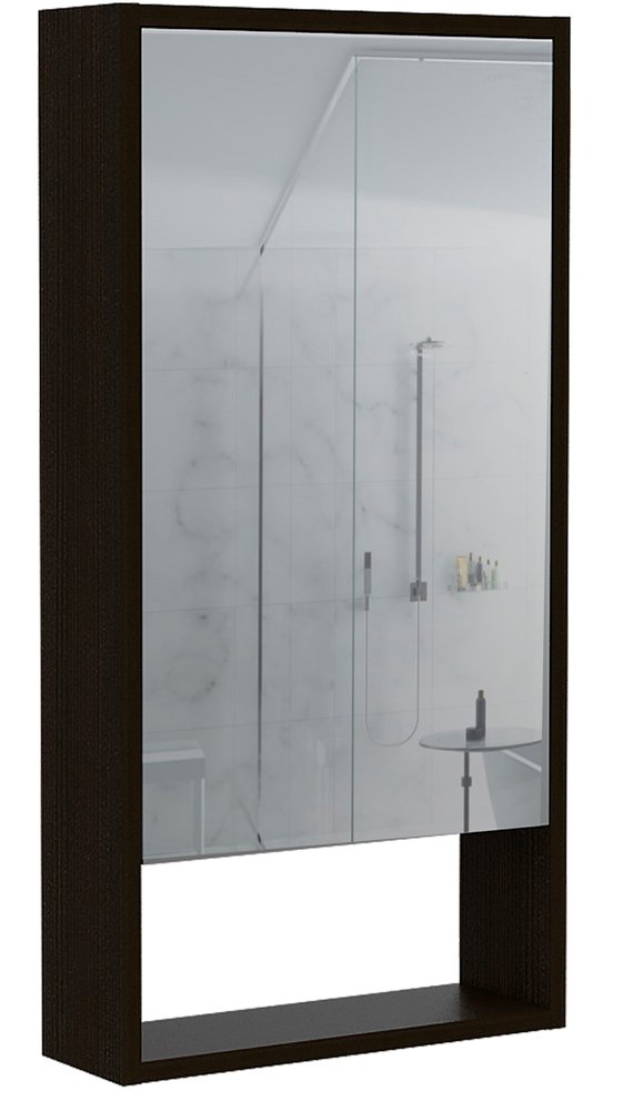 18" Black Wood Wall Mounted Single Door Medicine Cabinet