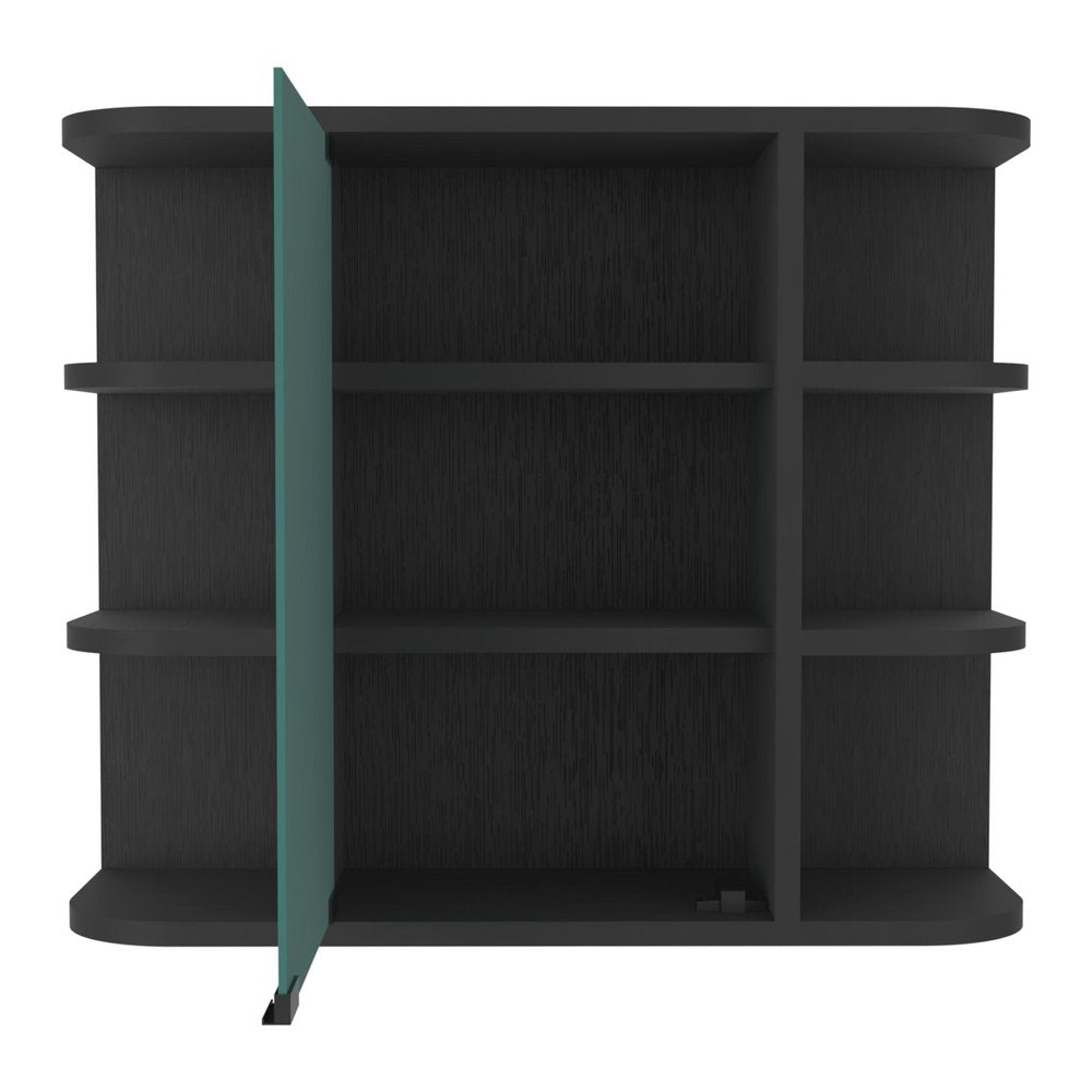 24" Black Wood Wall Mounted Single Door Medicine Cabinet