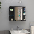 24" Black Wood Wall Mounted Single Door Medicine Cabinet