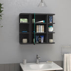 24" Black Wood Wall Mounted Single Door Medicine Cabinet