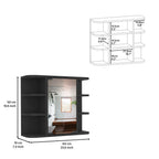 24" Black Wood Wall Mounted Single Door Medicine Cabinet