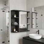 24" Black Wood Wall Mounted Single Door Medicine Cabinet