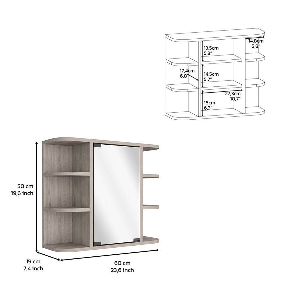 24" Light Gray Wood Wall Mounted Single Door Medicine Cabinet
