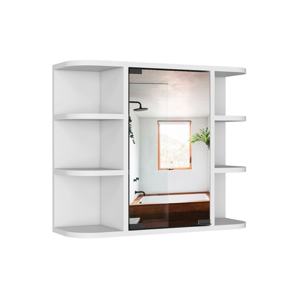 24" White Wood Wall Mounted Single Door Medicine Cabinet
