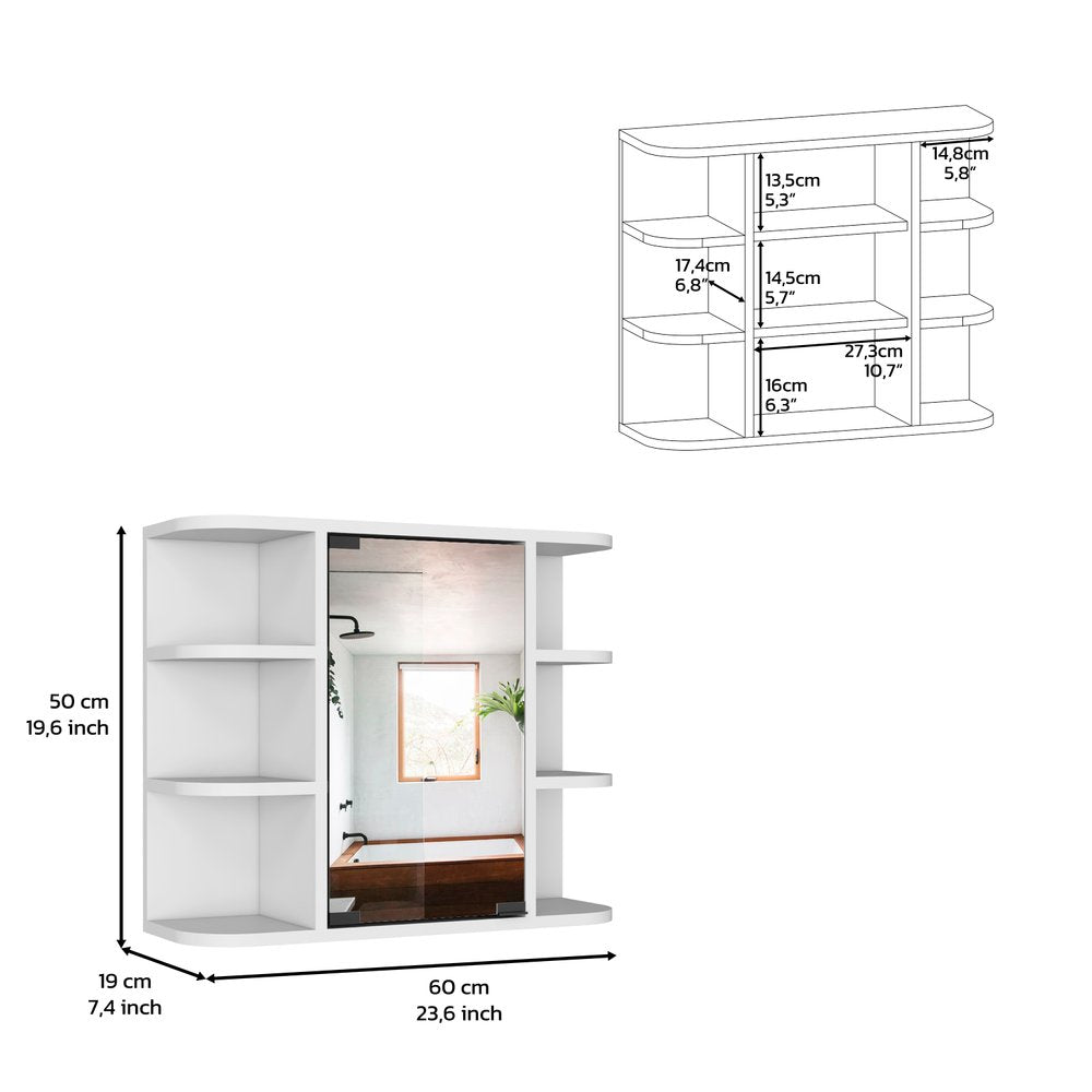 24" White Wood Wall Mounted Single Door Medicine Cabinet