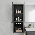 12" Smoky Black Wood Wall Mounted Single Door Medicine Cabinet