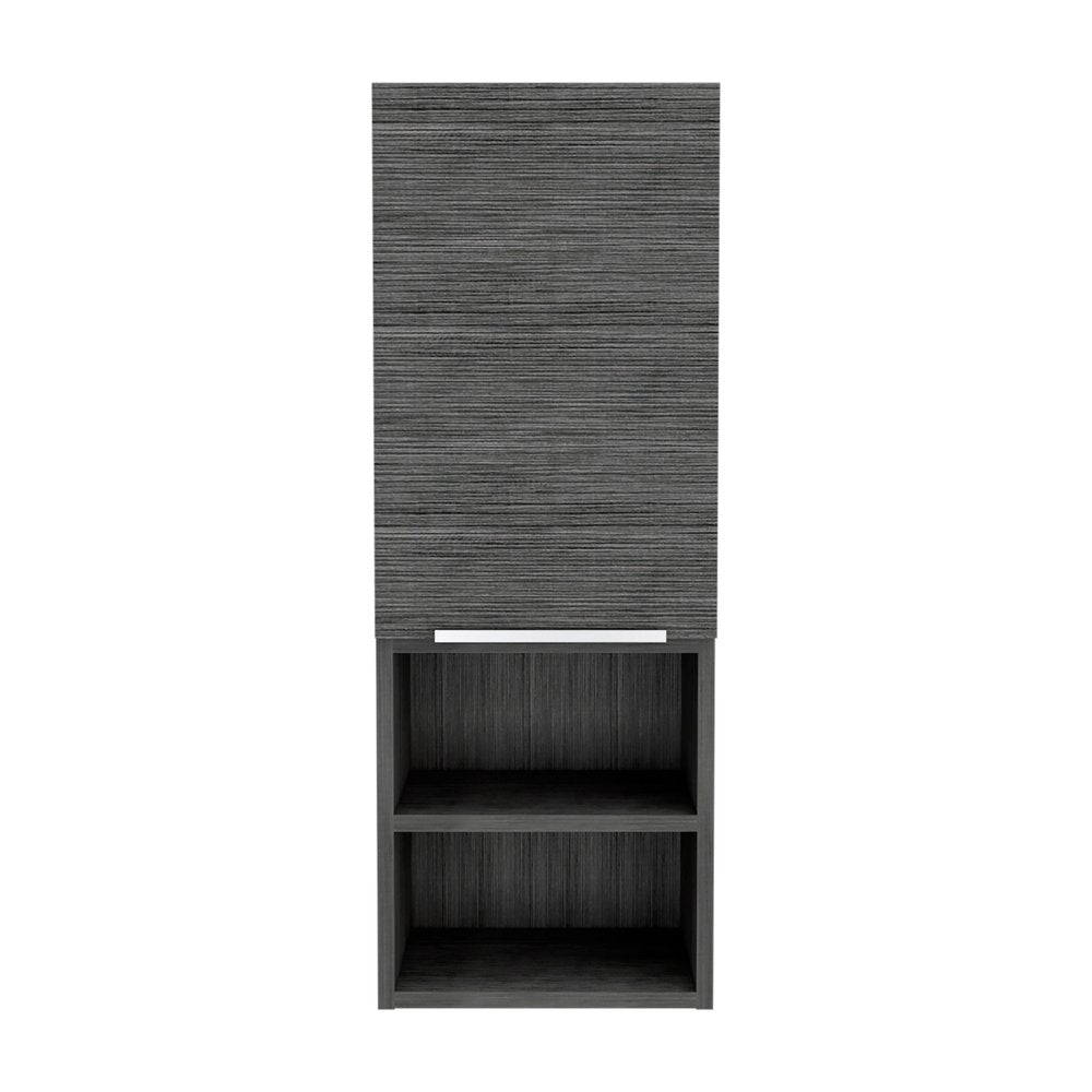 12" Smoky Black Wood Wall Mounted Single Door Medicine Cabinet