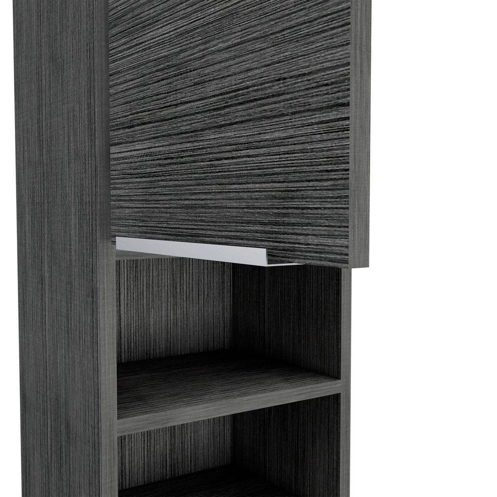 12" Smoky Black Wood Wall Mounted Single Door Medicine Cabinet