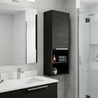 12" Black Wood Wall Mounted Single Door Medicine Cabinet