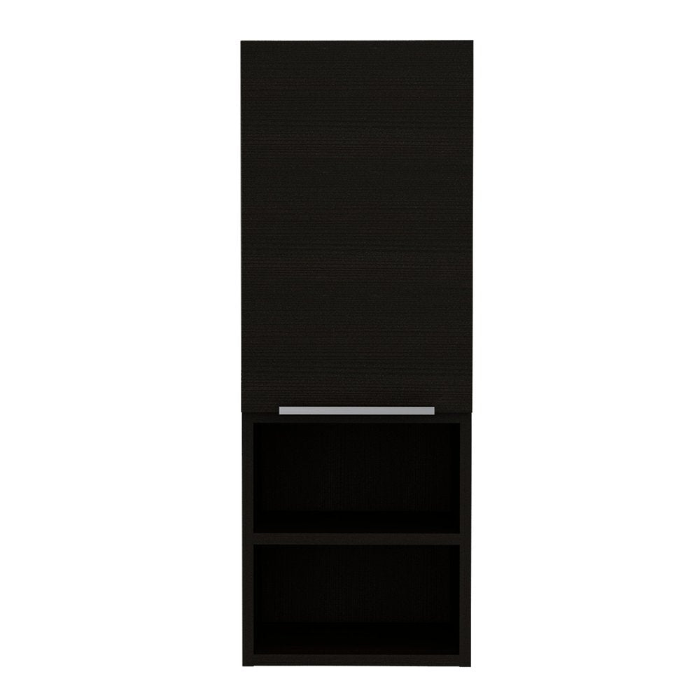 12" Black Wood Wall Mounted Single Door Medicine Cabinet