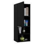 12" Black Wood Wall Mounted Single Door Medicine Cabinet