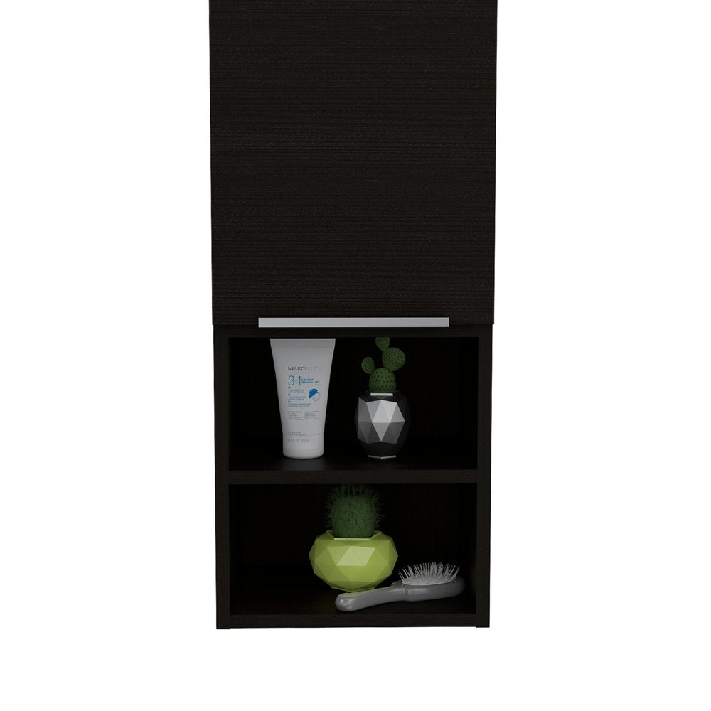 12" Black Wood Wall Mounted Single Door Medicine Cabinet