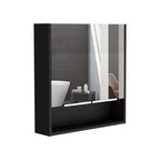 24" Black Wood Wall Mounted Double Door Medicine Cabinet