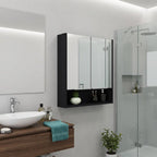 24" Black Wood Wall Mounted Double Door Medicine Cabinet