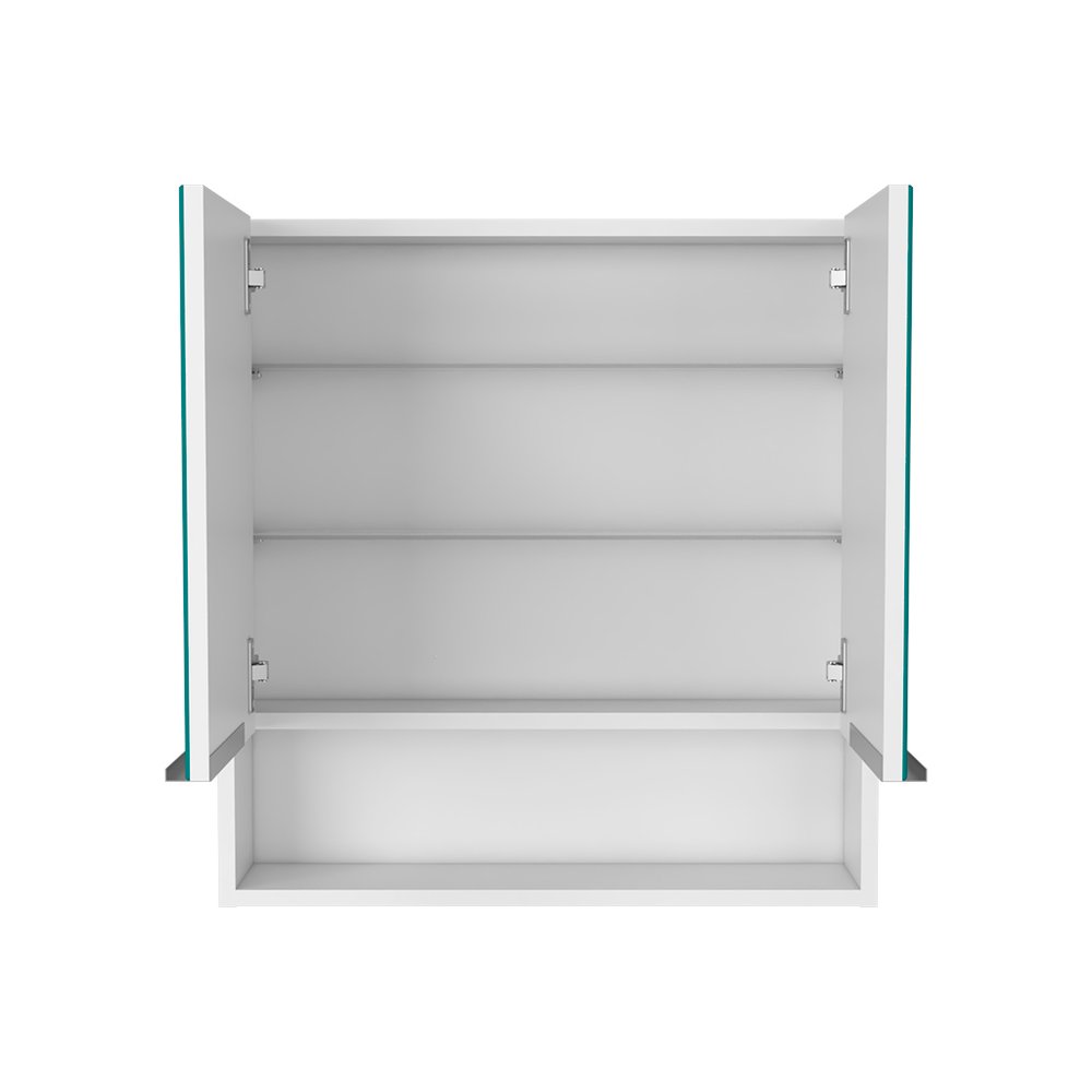 24" White Wood Wall Mounted Double Door Medicine Cabinet
