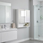 24" White Wood Wall Mounted Double Door Medicine Cabinet