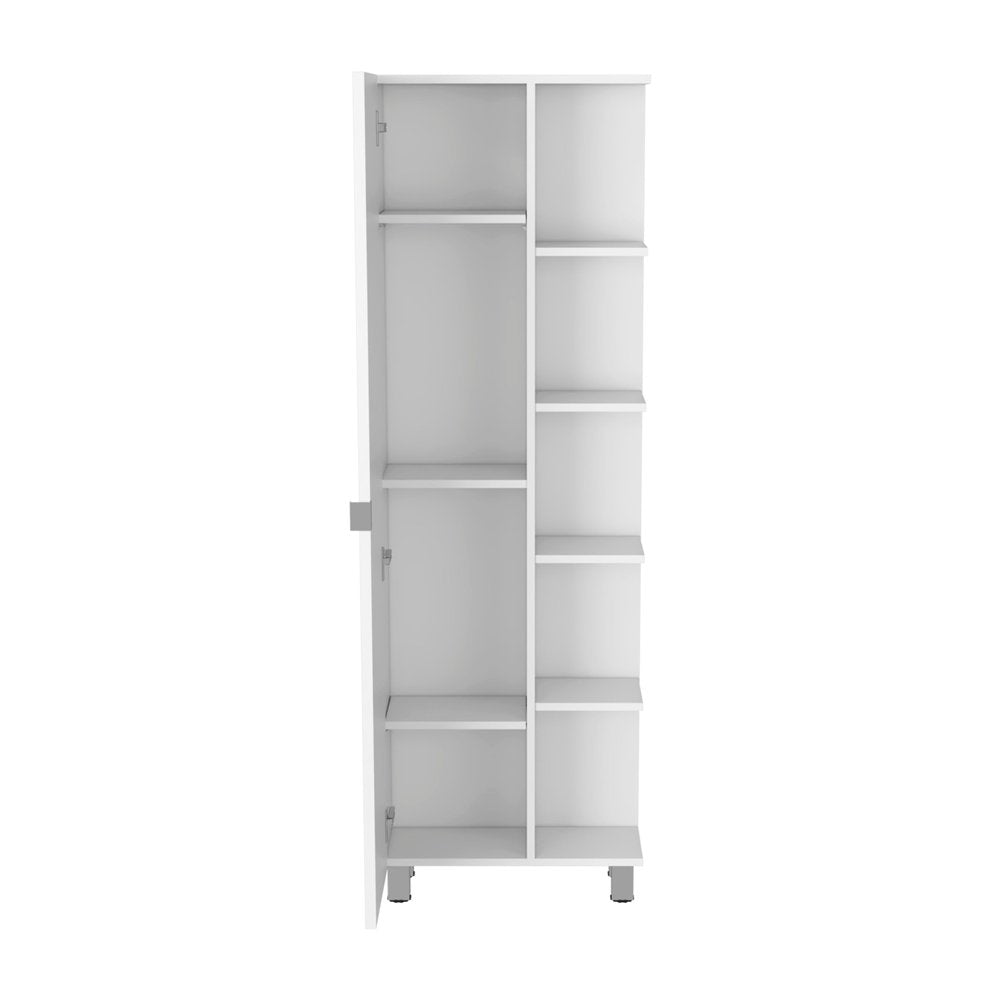 20" White Wood Single Door Linen Cabinet