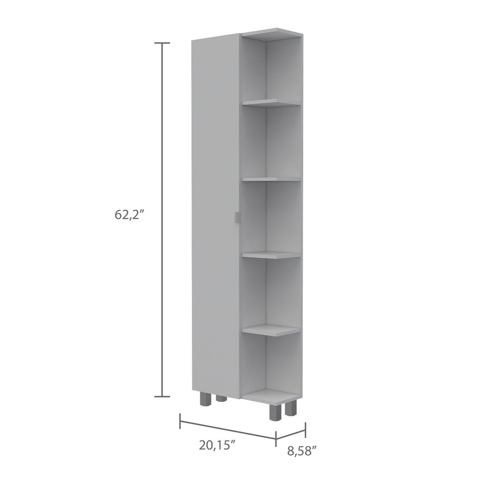 20" White Wood Single Door Linen Cabinet
