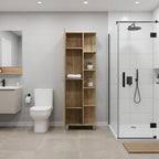 20" Natural Wood Single Door Linen Cabinet