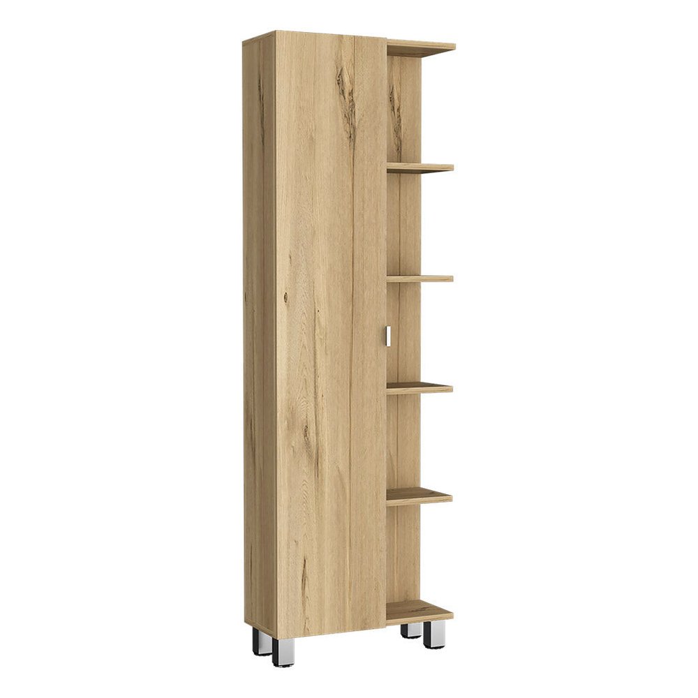 20" Natural Wood Single Door Linen Cabinet