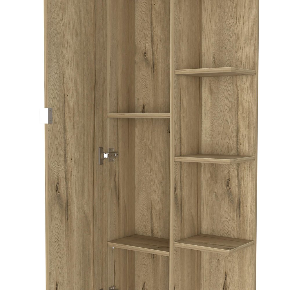 20" Natural Wood Single Door Linen Cabinet