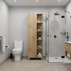 20" Natural Wood Single Door Linen Cabinet