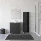 20" Black Wood Single Door Linen Cabinet