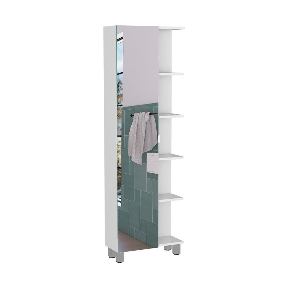 20" White Wood Single Door Linen Cabinet