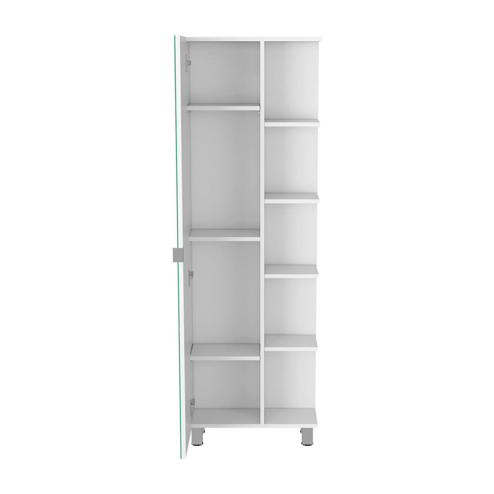 20" White Wood Single Door Linen Cabinet