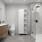 20" White Wood Single Door Linen Cabinet