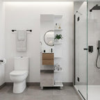 20" White Wood Single Door Linen Cabinet