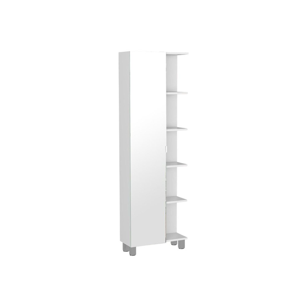 20" White Wood Single Door Linen Cabinet