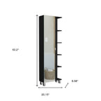20" Black Wood Single Door Linen Cabinet