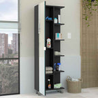 20" Black Wood Single Door Linen Cabinet