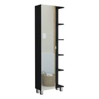 20" Black Wood Single Door Linen Cabinet