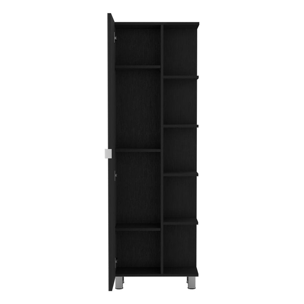 20" Black Wood Single Door Linen Cabinet