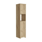 14" Natural Wood Double Door Linen Cabinet