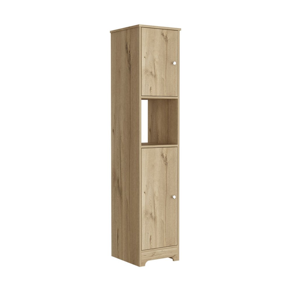 14" Natural Wood Double Door Linen Cabinet
