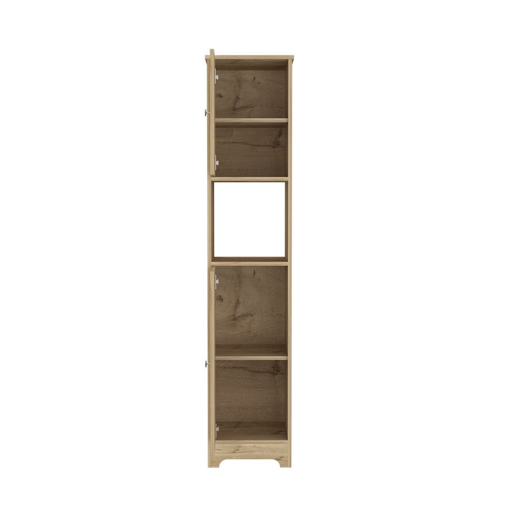 14" Natural Wood Double Door Linen Cabinet
