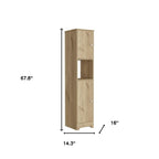 14" Natural Wood Double Door Linen Cabinet