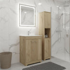 14" Natural Wood Double Door Linen Cabinet
